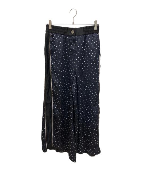 sacai（サカイ）sacai (サカイ) ポルカドットサイドプリーツパンツ ネイビー サイズ:1の古着・服飾アイテム
