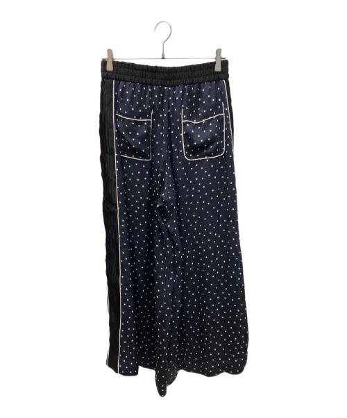 sacai（サカイ）sacai (サカイ) ポルカドットサイドプリーツパンツ ネイビー サイズ:1の古着・服飾アイテム