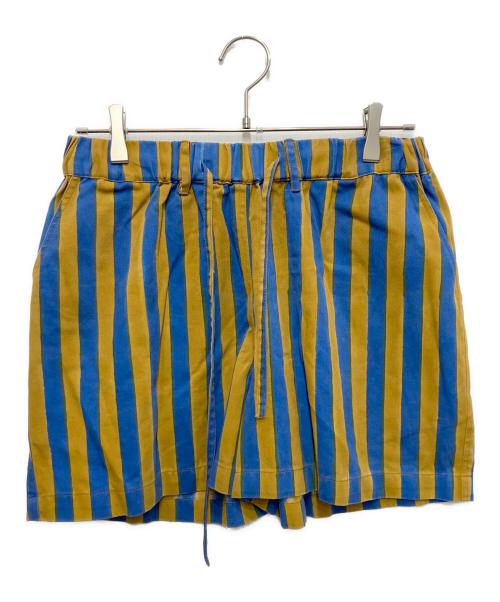 SZ Blockprints（エスゼットブロックプリント）SZ Blockprints (エスゼットブロックプリント) ストライプショートパンツ ブルー×イエロー サイズ:Sの古着・服飾アイテム