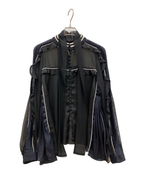 sacai（サカイ）sacai (サカイ) シフォンプリーツフリル切替ブラウス ブラック サイズ:1の古着・服飾アイテム