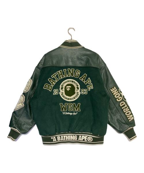 A BATHING APE（ア ベイシング エイプ）A BATHING APE (ア ベイシング エイプ) Patch Varsity Jacket グリーン サイズ:Mの古着・服飾アイテム