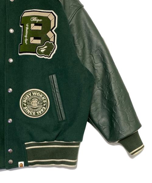 A BATHING APE（ア ベイシング エイプ）A BATHING APE (ア ベイシング エイプ) Patch Varsity Jacket グリーン サイズ:Mの古着・服飾アイテム