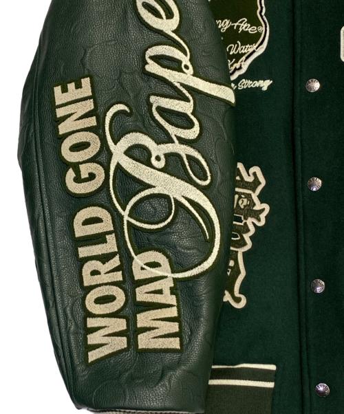 A BATHING APE（ア ベイシング エイプ）A BATHING APE (ア ベイシング エイプ) Patch Varsity Jacket グリーン サイズ:Mの古着・服飾アイテム