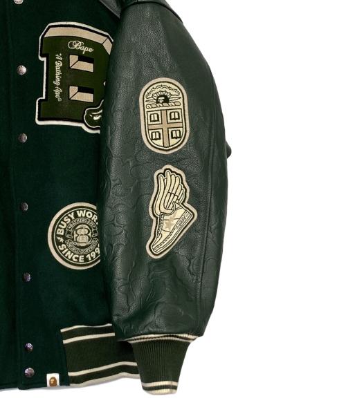 A BATHING APE（ア ベイシング エイプ）A BATHING APE (ア ベイシング エイプ) Patch Varsity Jacket グリーン サイズ:Mの古着・服飾アイテム