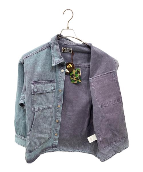 A BATHING APE（ア ベイシング エイプ）A BATHING APE (ア ベイシング エイプ) ACID WASH WORK SHIRT/アシッドウォッシュワークシャツ インディゴ サイズ:Mの古着・服飾アイテム