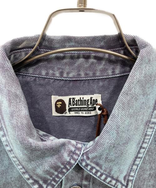 A BATHING APE（ア ベイシング エイプ）A BATHING APE (ア ベイシング エイプ) ACID WASH WORK SHIRT/アシッドウォッシュワークシャツ インディゴ サイズ:Mの古着・服飾アイテム
