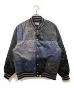 A BATHING APEア ベイシング エイプ）の古着「PATCHWORK VARSITY JACKET / パッチワークバーシティージャケット」｜ブラック