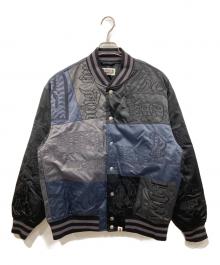 A BATHING APE（アベイシングエイプ）の古着「PATCHWORK VARSITY JACKET / パッチワークバーシティージャケット」｜ブラック