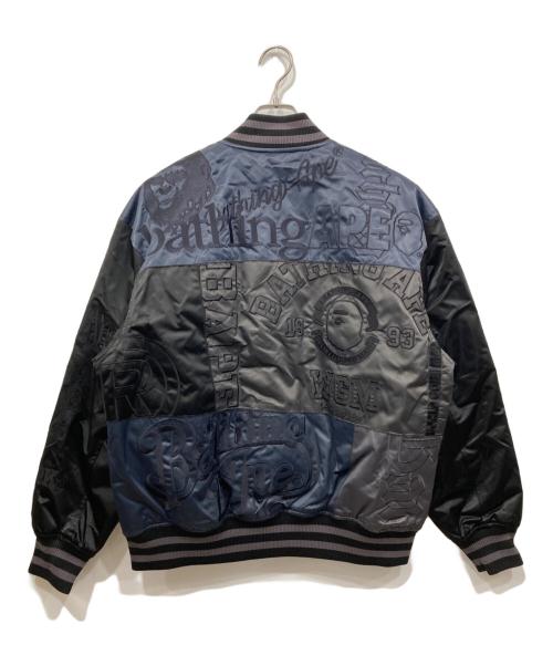 A BATHING APE（ア ベイシング エイプ）A BATHING APE (ア ベイシング エイプ) PATCHWORK VARSITY JACKET / パッチワークバーシティージャケット ブラック サイズ:Mの古着・服飾アイテム
