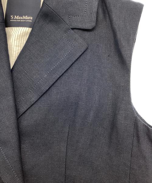 'S Max Mara（エスマックスマーラ）'S Max Mara (エスマックスマーラ) リネンロングジレ ネイビー サイズ:36の古着・服飾アイテム