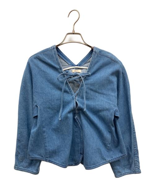 DES PRES（デ プレ）DES PRES (デ プレ) フレッシュブルーデニム レースアップブラウス ブルー サイズ:FREEの古着・服飾アイテム