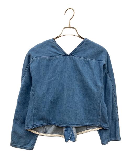 DES PRES（デ プレ）DES PRES (デ プレ) フレッシュブルーデニム レースアップブラウス ブルー サイズ:FREEの古着・服飾アイテム