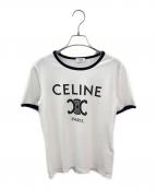 CELINEセリーヌ）の古着「CELINE PARIS Tシャツ / コットンジャージー」｜ホワイト×ネイビー
