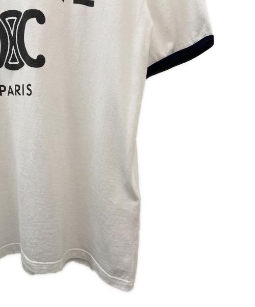 CELINE（セリーヌ）CELINE (セリーヌ) CELINE PARIS Tシャツ / コットンジャージー ホワイト×ネイビー サイズ:Sの古着・服飾アイテム