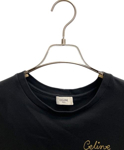 CELINE（セリーヌ）CELINE (セリーヌ) エンブロイダリー クルーネック 半袖Tシャツ ブラック サイズ:XSの古着・服飾アイテム