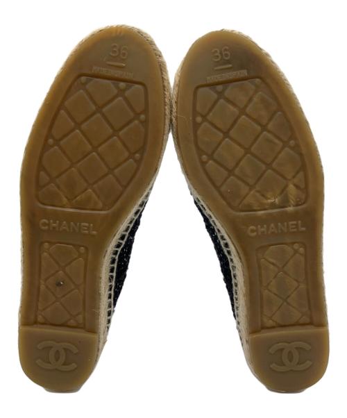 CHANEL（シャネル）CHANEL (シャネル) エスパドリーユ ブラック×シルバー サイズ:36の古着・服飾アイテム