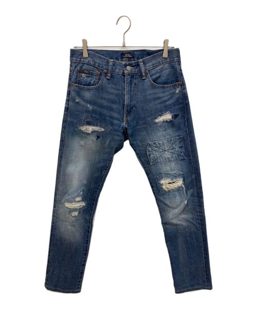 POLO RALPH LAUREN（ポロ・ラルフローレン）POLO RALPH LAUREN (ポロ・ラルフローレン) パッチワークダメージ加工デニムパンツ インディゴ サイズ:W29/L32の古着・服飾アイテム