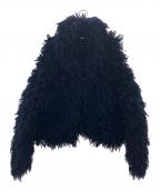 ESTNATIONエストネーション）の古着「カシミヤフリンジハンドニットコート」｜ネイビー