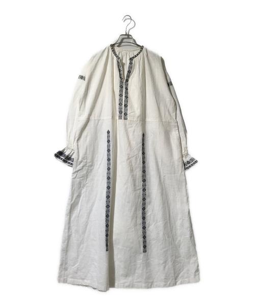 freada（フリーダ）freada (フリーダ) インドモノトーン刺繍スキッパーワンピース ホワイト サイズ:ONE SIZEの古着・服飾アイテム