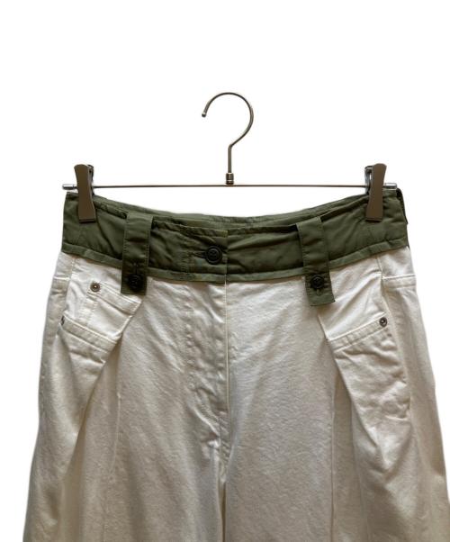 sacai（サカイ）sacai (サカイ) デニムワイドパンツ ホワイト×オリーブ サイズ:1の古着・服飾アイテム