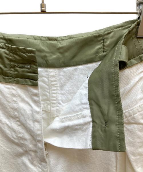 sacai（サカイ）sacai (サカイ) デニムワイドパンツ ホワイト×オリーブ サイズ:1の古着・服飾アイテム
