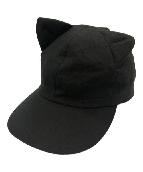 zukin（ズキン）zukin (ズキン) 猫耳リネンCAP ブラック サイズ:M～Sの古着・服飾アイテム