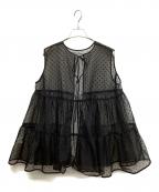 YORIヨリ）の古着「ドットフロッキーティアードジレ」｜ブラック