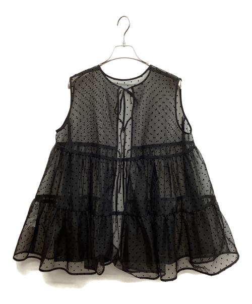 YORI（ヨリ）YORI (ヨリ) ドットフロッキーティアードジレ ブラック サイズ:FREEの古着・服飾アイテム