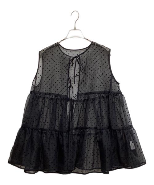 YORI（ヨリ）YORI (ヨリ) ドットフロッキーティアードジレ ブラック サイズ:FREEの古着・服飾アイテム