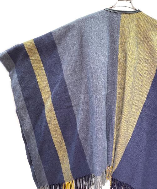 HERMES（エルメス）HERMES (エルメス) タッセル付 ポンチョ ブルー サイズ:FREEの古着・服飾アイテム