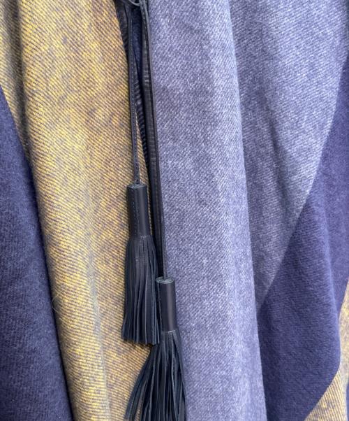 HERMES（エルメス）HERMES (エルメス) タッセル付 ポンチョ ブルー サイズ:FREEの古着・服飾アイテム