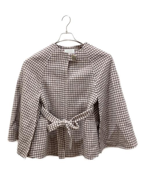 ANAYI（アナイ）ANAYI (アナイ) リバーチェックケープコート ピンク サイズ:38の古着・服飾アイテム