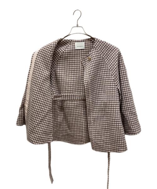 ANAYI（アナイ）ANAYI (アナイ) リバーチェックケープコート ピンク サイズ:38の古着・服飾アイテム