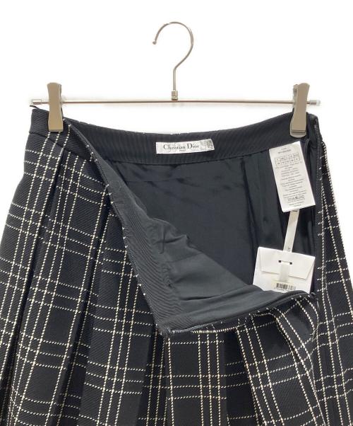 Christian Dior（クリスチャン ディオール）Christian Dior (クリスチャン ディオール) チェックプリーツスカート ブラック サイズ:42の古着・服飾アイテム