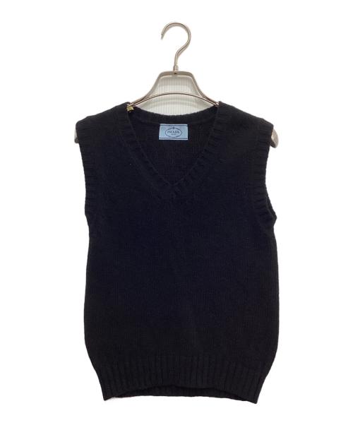 PRADA（プラダ）PRADA (プラダ) ウールカシミヤニットベスト ブラック サイズ:36の古着・服飾アイテム