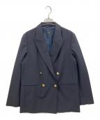 Spick and Spanスピックアンドスパン）の古着「プレーンウィーブダブルブレストジャケット」｜ネイビー