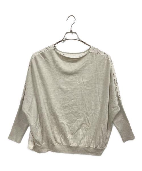 BEARDSLEY（ビアズリー）BEARDSLEY (ビアズリー) フランス文字プリントニット グレー サイズ:FREEの古着・服飾アイテム