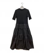 LE CIEL BLEUルシェルブルー）の古着「Jersey&Taffeta Dress」｜ブラック