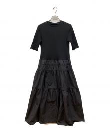 LE CIEL BLEU（ルシェルブルー）の古着「Jersey&Taffeta Dress」｜ブラック