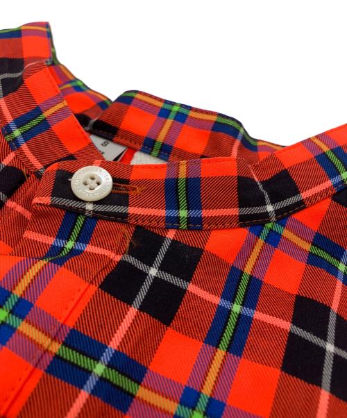 Traditional Weatherwear（トラディショナルウェザーウェア）Traditional Weatherwear (トラディショナルウェザーウェア) BIG TUCK-UP NO COLLAR SHRTS　ノーカラーチュニックシャツ レッド サイズ:Ｓの古着・服飾アイテム