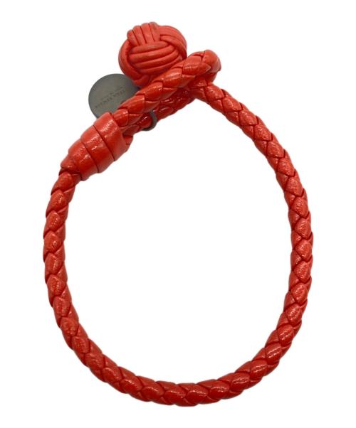 BOTTEGA VENETA（ボッテガベネタ）BOTTEGA VENETA (ボッテガベネタ) イントレチャート レザー ブレスレット レッドの古着・服飾アイテム