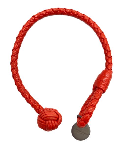 BOTTEGA VENETA（ボッテガベネタ）BOTTEGA VENETA (ボッテガベネタ) イントレチャート レザー ブレスレット レッドの古着・服飾アイテム