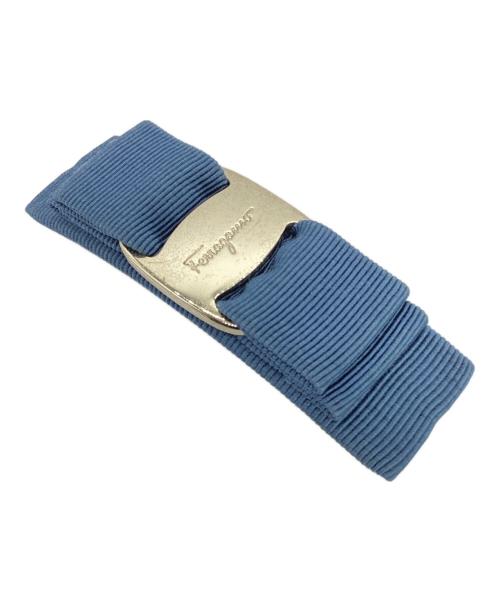 Salvatore Ferragamo（サルヴァトーレ フェラガモ）Salvatore Ferragamo (サルヴァトーレ フェラガモ) ヴァラリボンバレッタ ブルーの古着・服飾アイテム