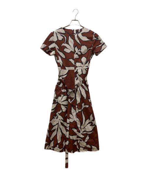 'S Max Mara（エスマックスマーラ）'S Max Mara (エスマックスマーラ) 半袖総柄ワンピース ブラウン サイズ:40の古着・服飾アイテム