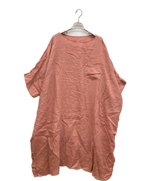 23区（ニジュウサンク）23区 (ニジュウサンク) LIBECO オーバーサイズ ワンピース ピンク サイズ:4444の古着・服飾アイテム