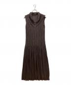 ISSEY MIYAKEイッセイミヤケ）の古着「ラメプリーツノースリーブワンピース」｜ブラウン