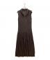 ISSEY MIYAKE（イッセイミヤケ）の古着「ラメプリーツノースリーブワンピース」｜ブラウン