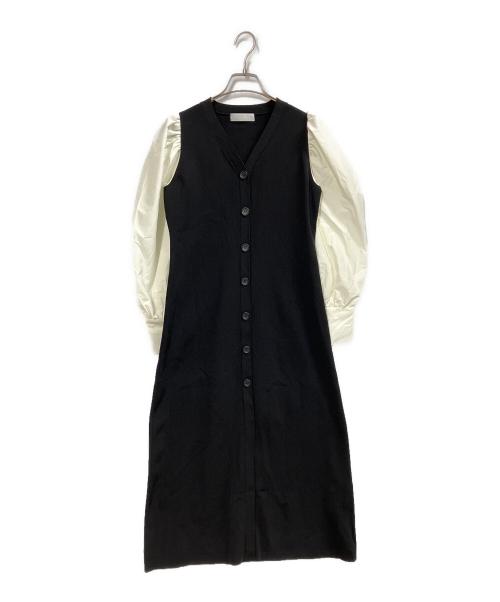 CELFORD（セルフォード）CELFORD (セルフォード) パフスリーブ フロントボタン ワンピース ブラック サイズ:36の古着・服飾アイテム