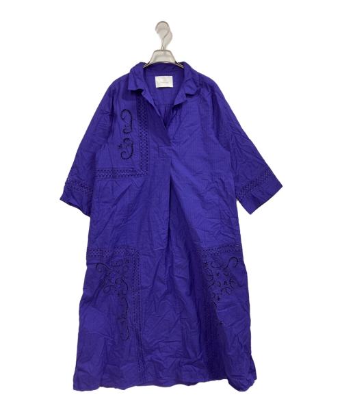 mala KALANCHOE（マーラ カランコエ）mala KALANCHOE (マーラ カランコエ) Cotton Poplin Dobby Cutwork Kaftan Dress パープル サイズ:Mの古着・服飾アイテム