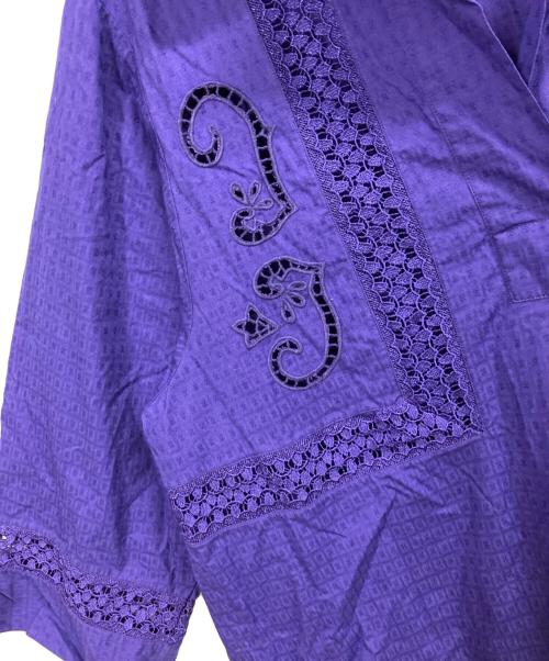 mala KALANCHOE（マーラ カランコエ）mala KALANCHOE (マーラ カランコエ) Cotton Poplin Dobby Cutwork Kaftan Dress パープル サイズ:Mの古着・服飾アイテム